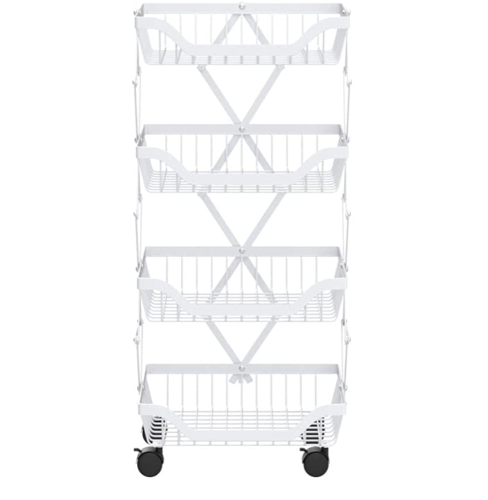 Giỏ đựng đồ nhà bếp 4 tầng có bánh xe xếp gọn Kitchen Storage Basket