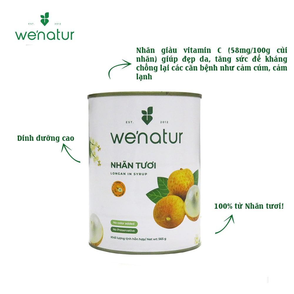 Trái Nhãn Tươi Ngâm Siro Đóng Lon we'natur 565g