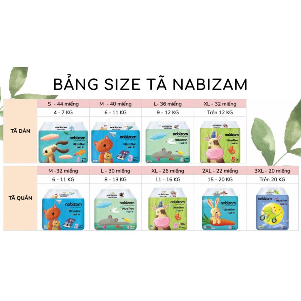 Combo 4 bịch tã bỉm Dán/Quần Nabizam ULTRA THIN nội địa Hàn đủ size từ 4-20KG