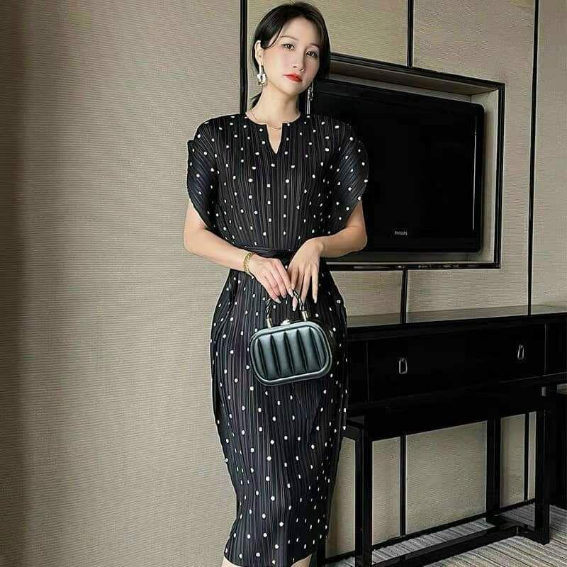 HÀNG NHẬP - ĐẦM LỤA DẬP LY HT BI EO CỘT DÂY