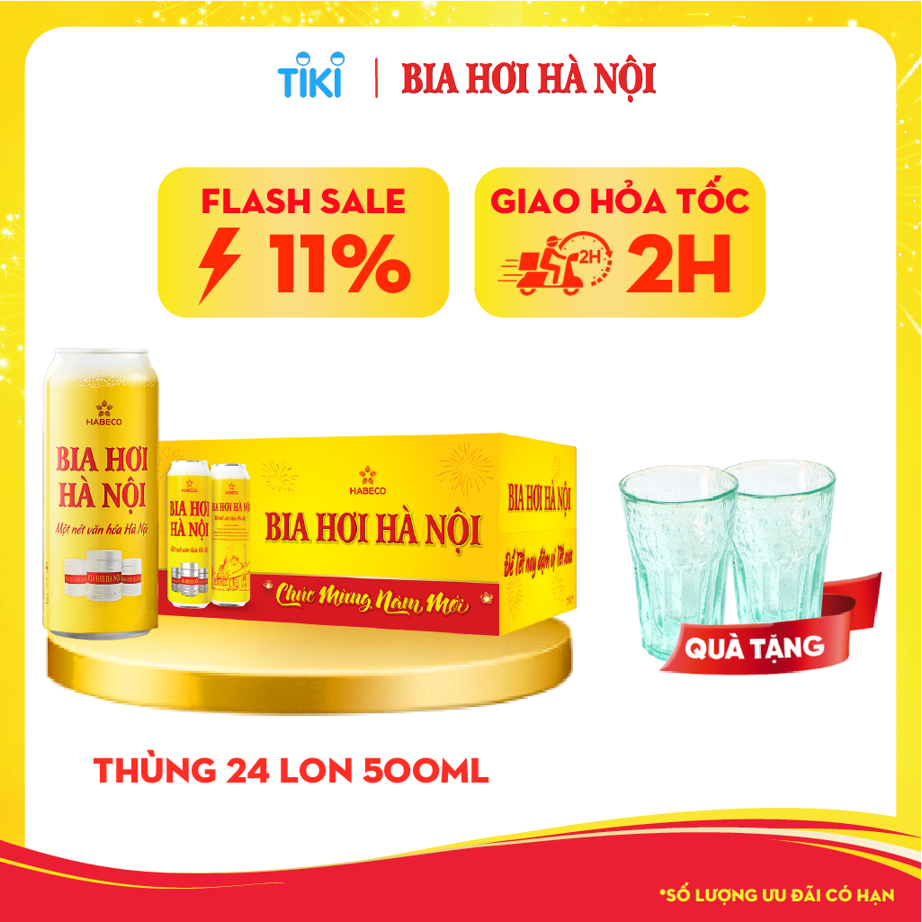 Bia Hơi Hà Nội - Thùng 24 lon 500ml - Phiên bản Tết