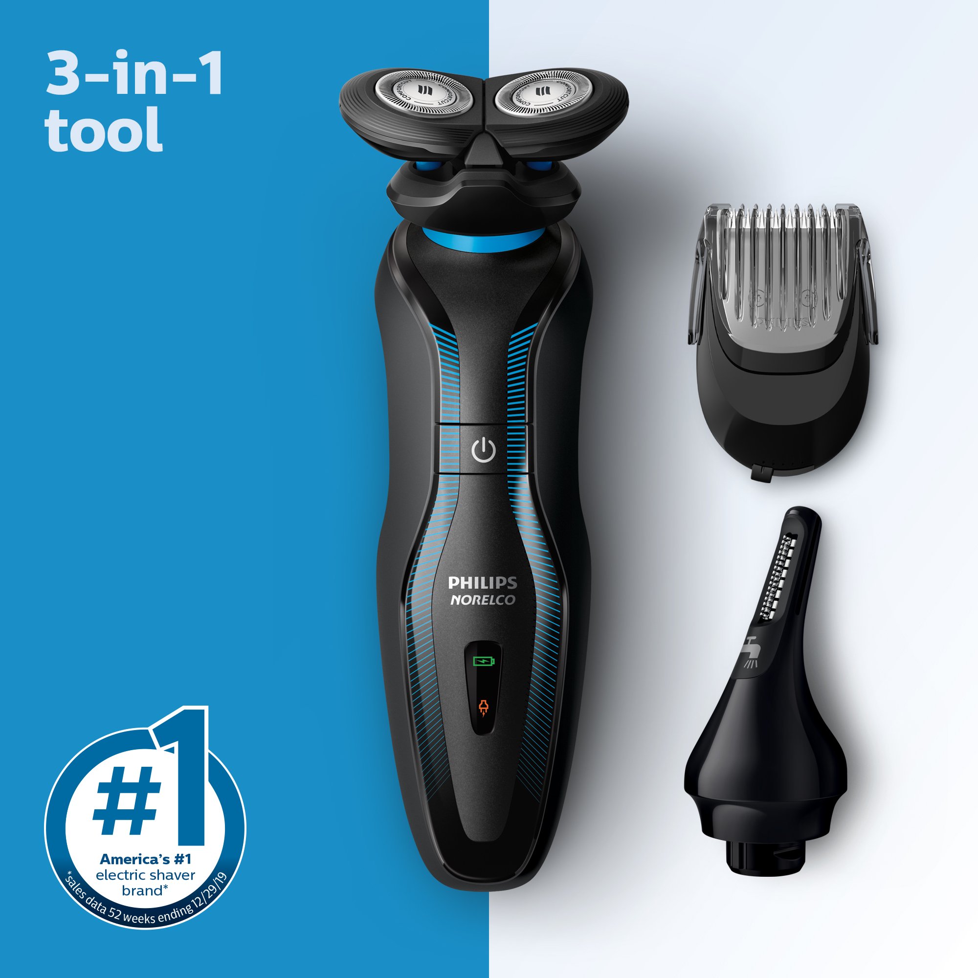 Máy cạo râu đa năng PHILIPS Norelco 3-in-1 tool | 2 Lưỡi | cắt tóc, tỉa lông mũi