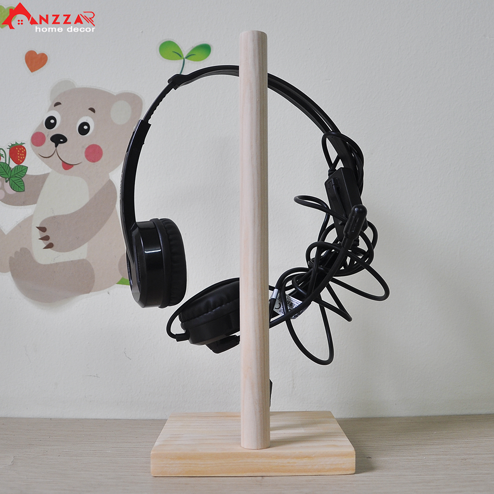 Giá treo tai nghe chụp tai, headphone chất liệu gỗ thông tự nhiên cao cấp Anzzar TN-02