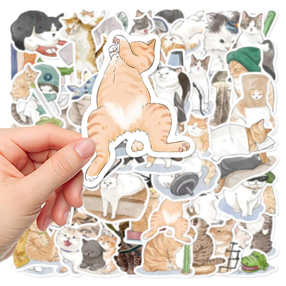 Sticker mèo cute đáng yêu dán sổ tay, notebook, mũ bảo hiểm, vali, ván trượt