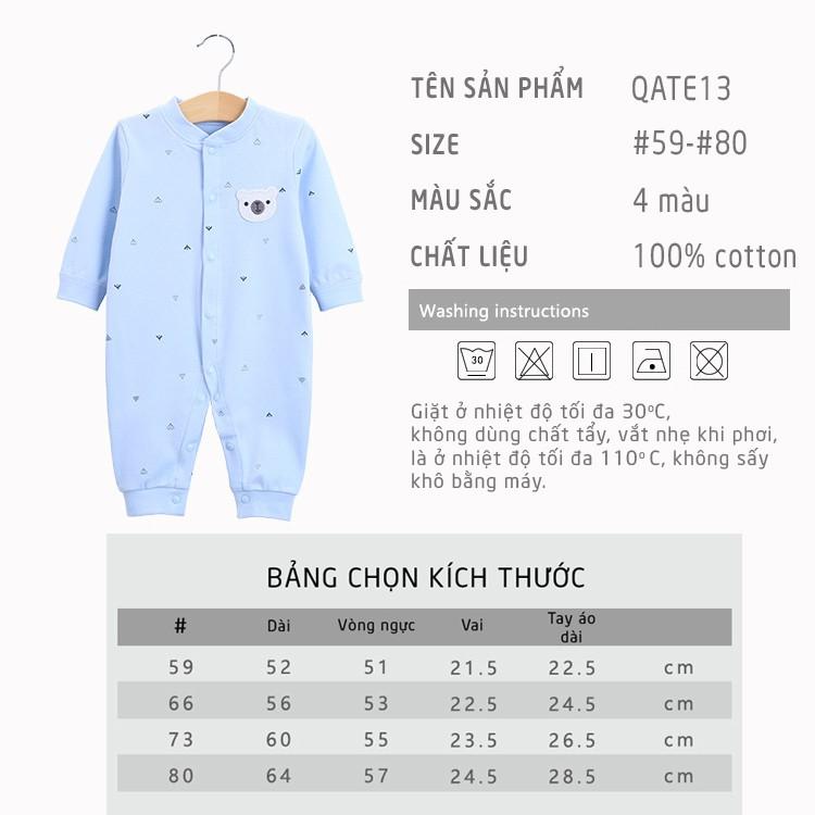 Body liền thân, bodysuit dài tay cotton cho bé trai và bé gái sơ sinh từ 3-12kg, hàng đẹp xuất Hàn KIZICIZY QATE13