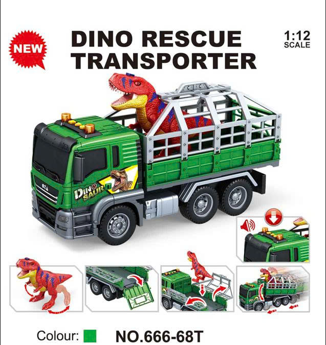 TOYSTAR - 666-68T Mô hình đồ chơi xe vận chuyển Khủng long tỉ lệ 1:10 có âm thanh và đèn (KT 31x12x17cm)