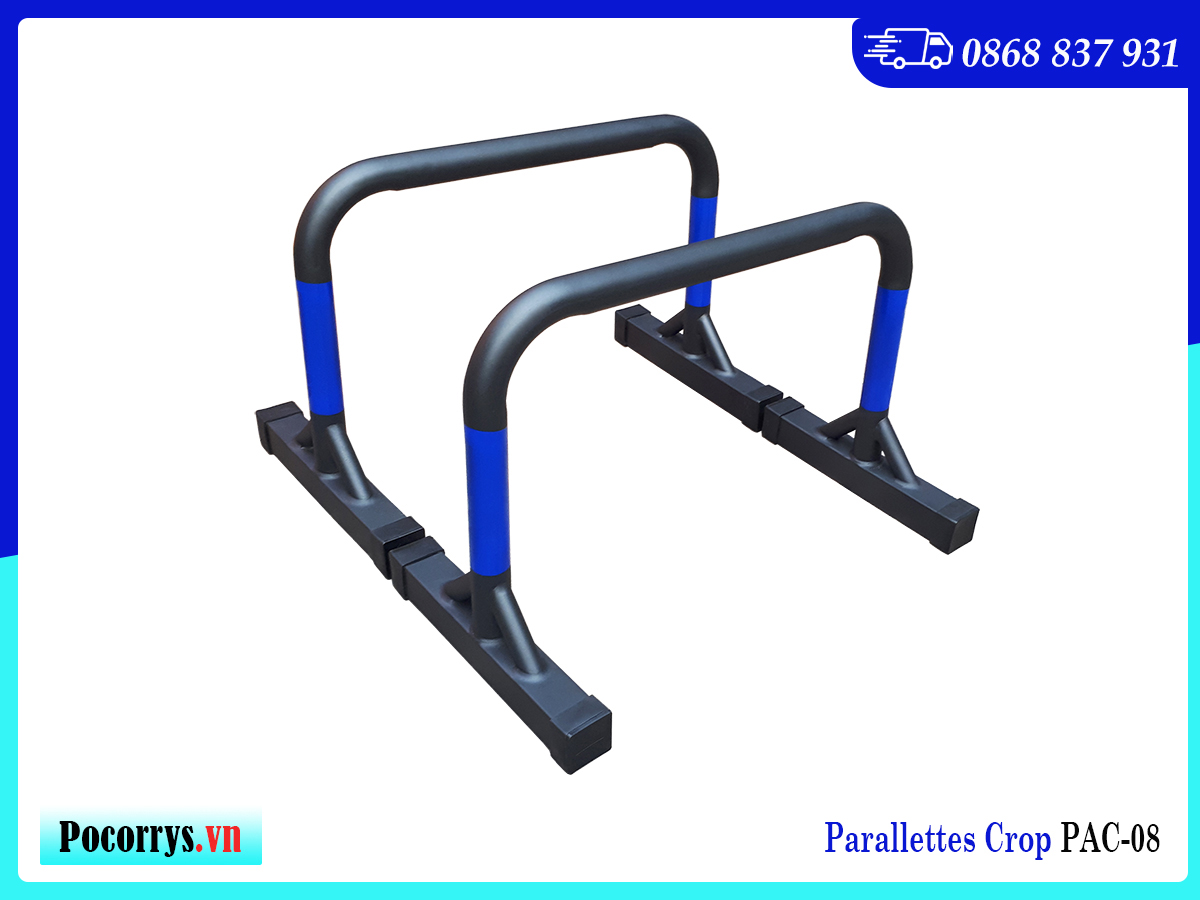 Xà kép Parallettes Crop cao 45cm, Pocorrys PAC-08, Màu đen xanh