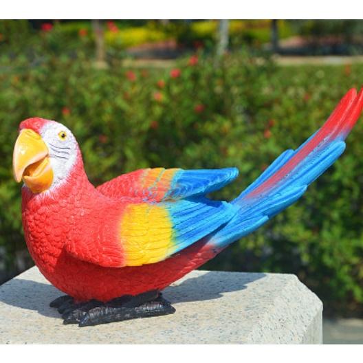 Mô hình chim vẹt đuôi vểnh trang trí sân vườn, tiểu cảnh màu sắc đẹp