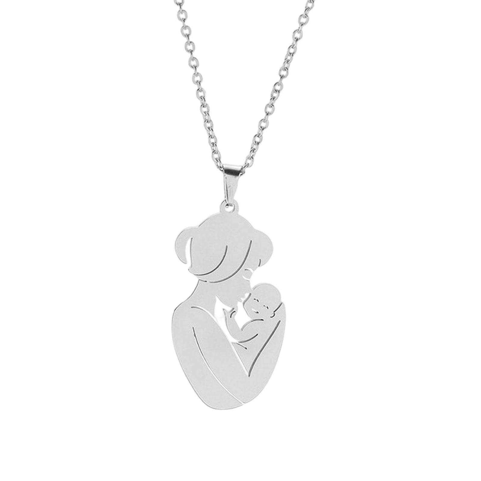 Mom And Baby Pendant Necklace Jewelry Manual Mirror Polishing Process Sweater Chain Women Mother's Day Gift Wife Mother Gift for Anniversary