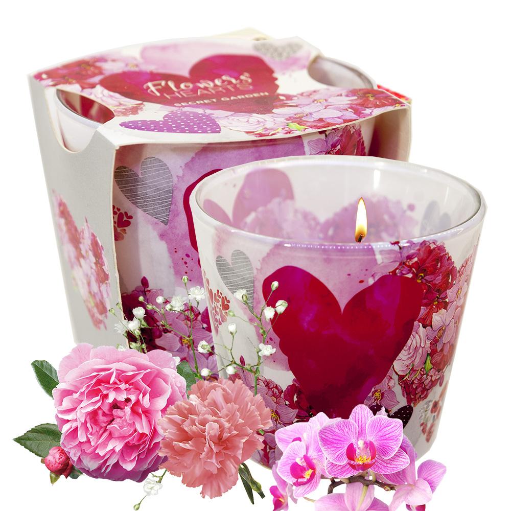 Ly nến thơm tinh dầu Bartek Flowers' Hearts 115g QT00669 - hoa păng xê, nến trang trí, thơm phòng, thư giãn, hỗ trợ khử mùi (giao mẫu ngẫu nhiên)