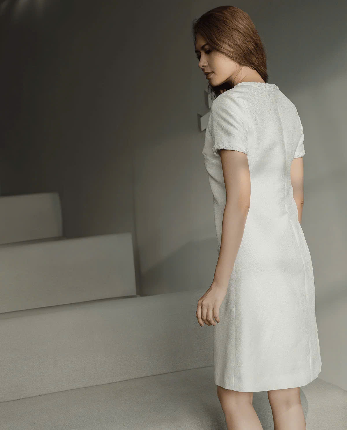 Đầm Suông Tweed Trắng Sicily thời trang thiết kế Hity DRE172