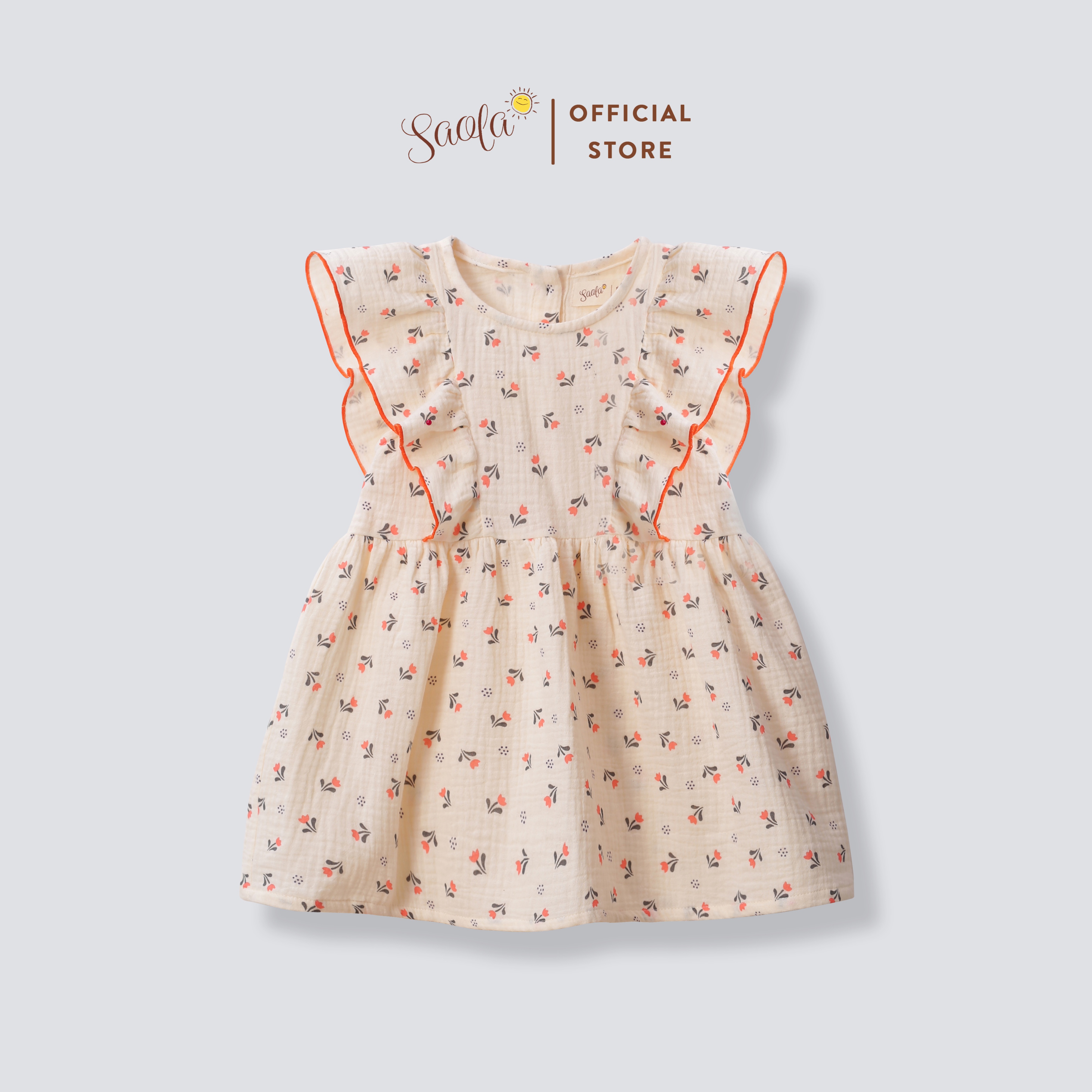 Váy Bé Gái Cổ Tròn Ráp Bèo Xinh Xắn Cho Bé Gái  - ANTONELLA DRESS - DRM037 - SAOLA KIDS CLOTHING