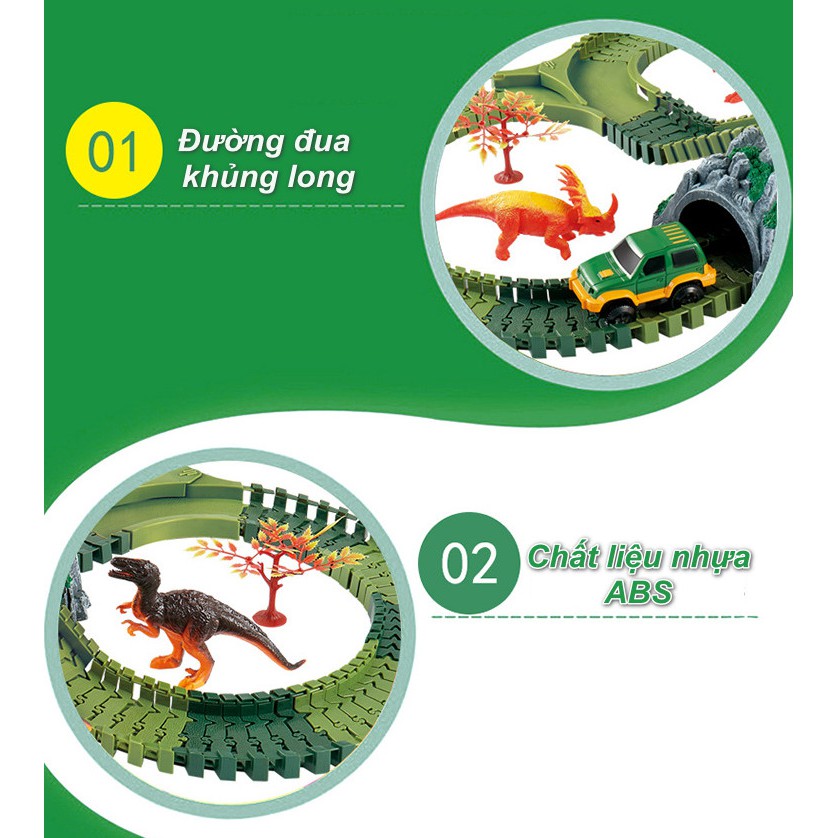 Đồ Chơi Xe Thám Hiểm Công Viên Khủng Long 144pcs TRACK TO DINOSAUR