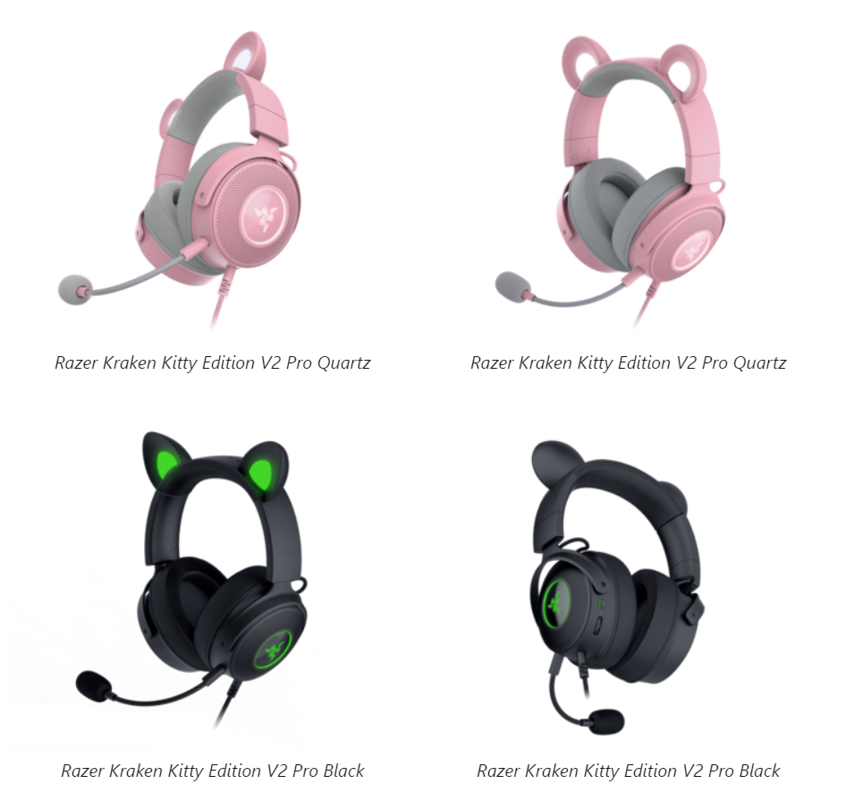 Tai nghe có dây chùm đầu Razer Kraken Kitty Edition V2 Pro-Wired RGB Headset with Interchangeable Ears_Mới, hàng chính hãng