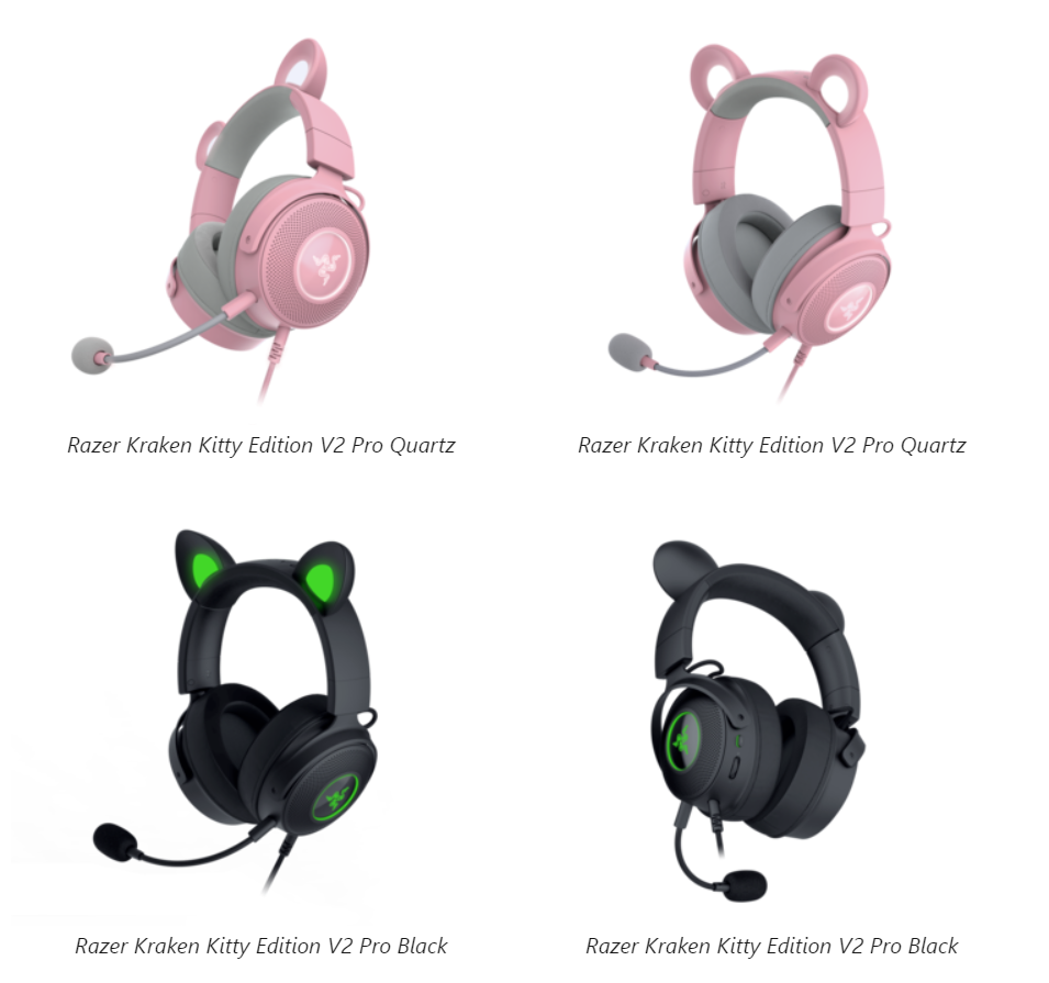 Hình ảnh Tai nghe có dây chùm đầu Razer Kraken Kitty Edition V2 Pro-Wired RGB Headset with Interchangeable Ears_Mới, hàng chính hãng