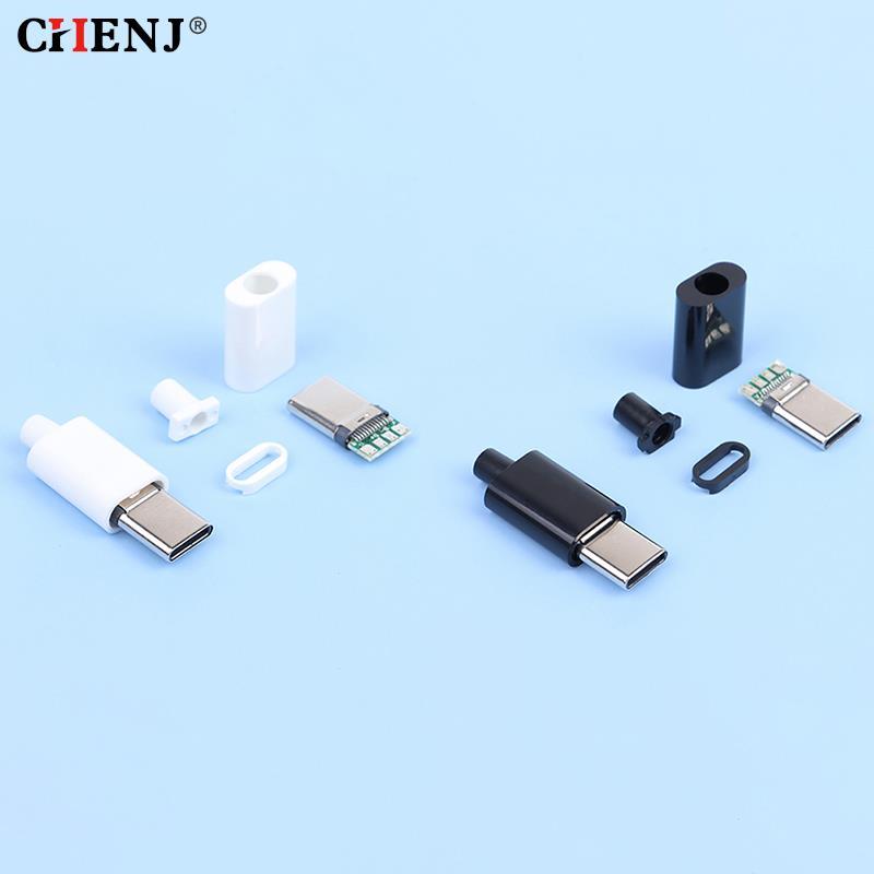 Giắc kết nối Type-C Mirco USB 3.1 Conector Đuôi Nam Cắm Thiết bị đầu cuối điện 4 chân Tipo C Bộ chuyển đổi OTG De Carga Set Điện Màu: đen