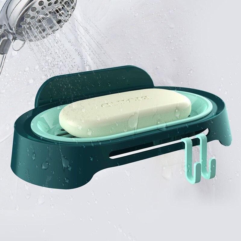 Soap Rack Household Drain Finishing Box Multi-Function Hook Bathroom Soap Tray Suction Wall Storage Rack