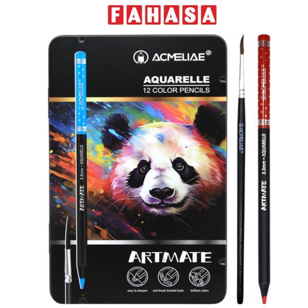Hộp Thiếc 12 Bút Chì Màu Nước Kèm Cọ - Acmeliae ART-AQ12