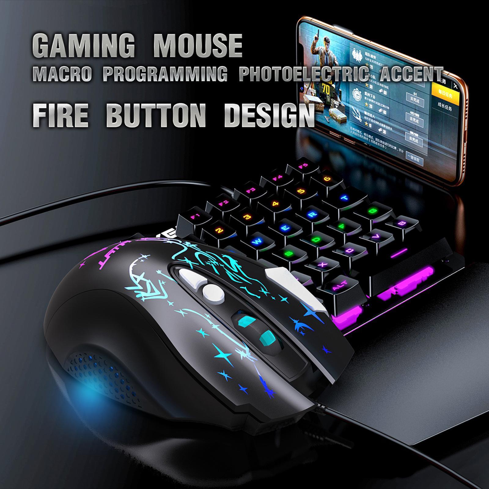 RGB Wired Gaming Mouse 6400 DPI Adjustable Optical Mice for Home Office