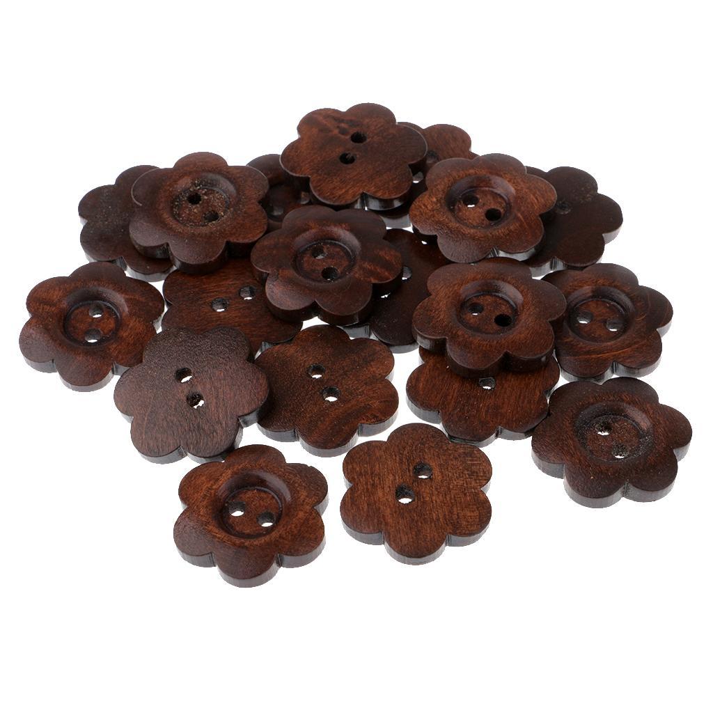 4-10pack 20 Pieces Flower Shape 2 Holes Wooden Buttons for Sewing on Clothing