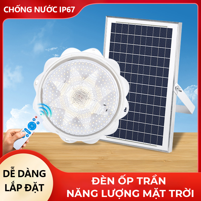 Đèn năng lượng mặt trời - đèn trần gắn trong nhà điều khiển từ xa - K1580