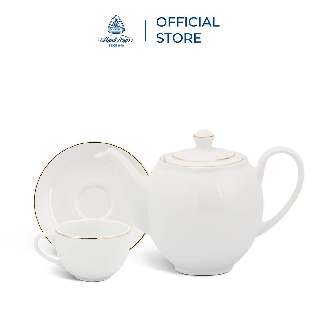 Bộ trà 0.8 L Camellia Chỉ Vàng Sứ cao cấp Minh Long