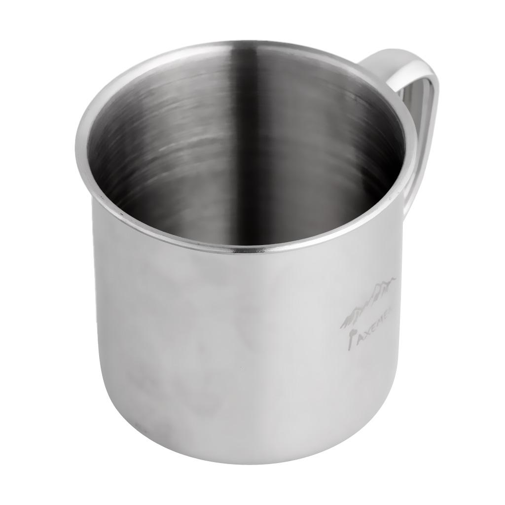 2xStainless Steel Outdoor Camping Water Coffee Tea Cup Travel Mug with Handle
