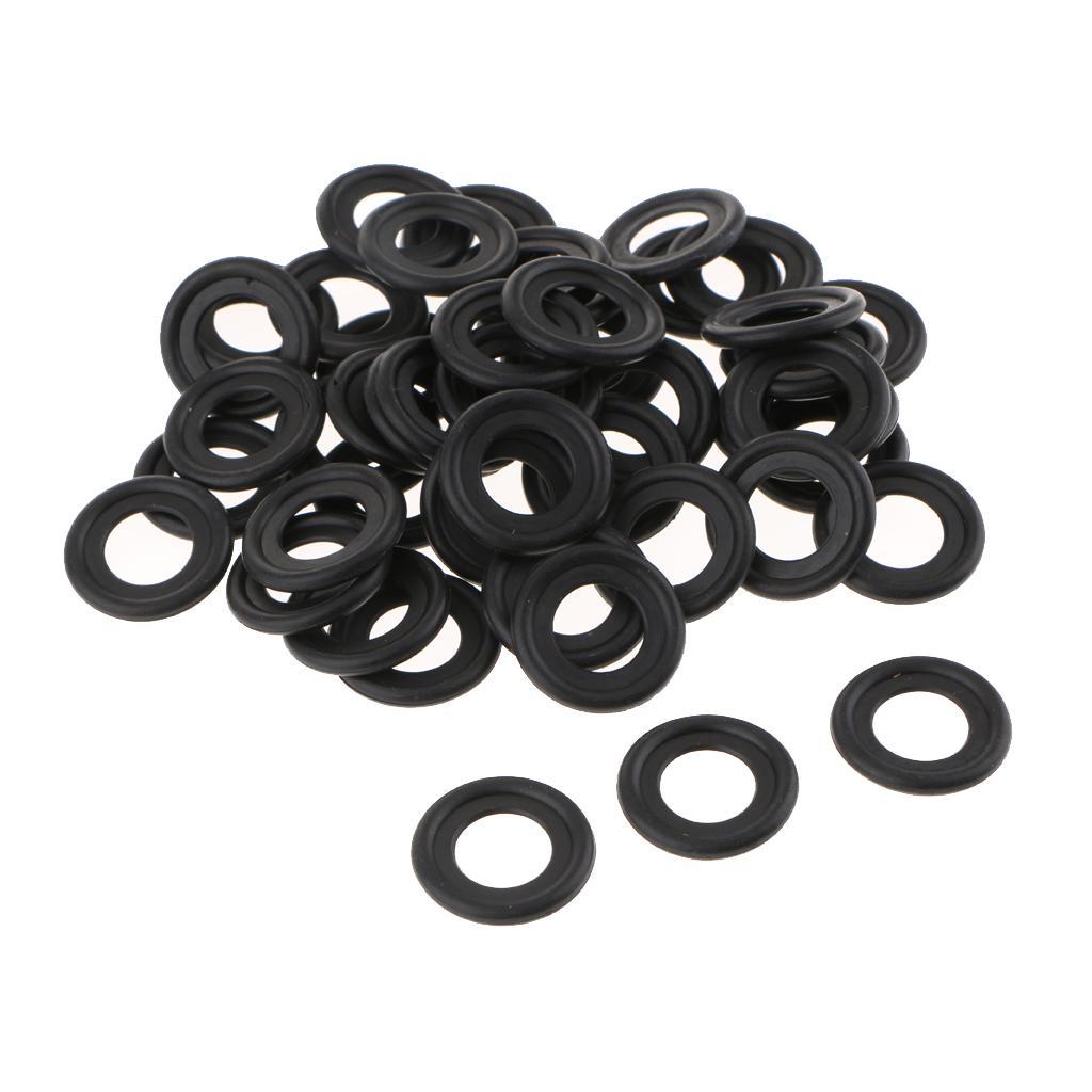 50 Pieces Oil Drain Plug Gasket Seal Rubber Black