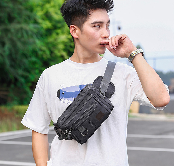 Túi đeo bụng nam, nữ thời trang chất liệu vải dày bền, chống xước, chống nước cao cấp có nhiều ngăn tiện lợi DB004