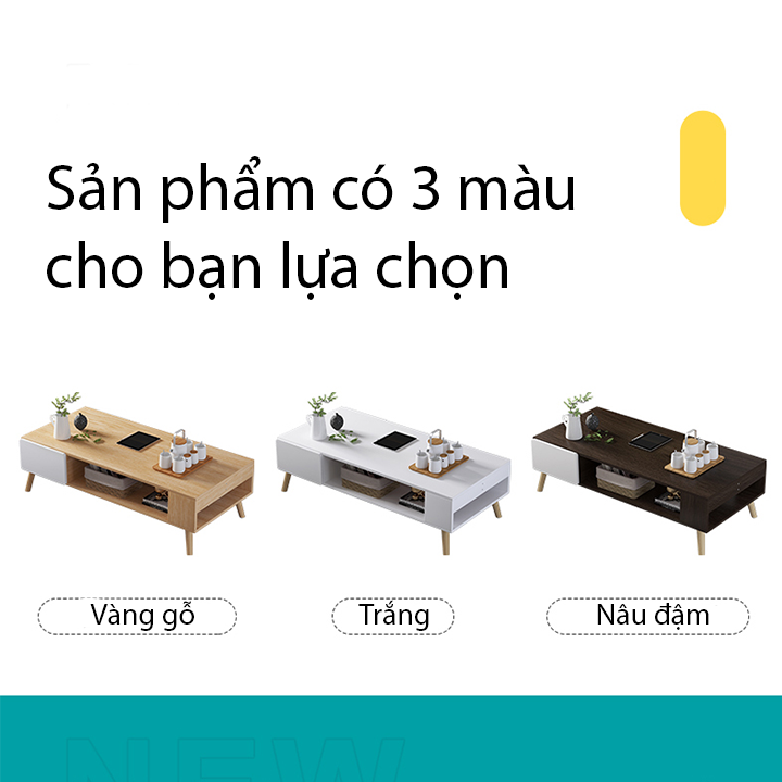 Bàn Trà Đơn Giản 1m2 Màu Trắng Vàng Nâu - Bàn Sofa Gỗ Hình Chữ Nhật Decor Phòng Khách Đẹp