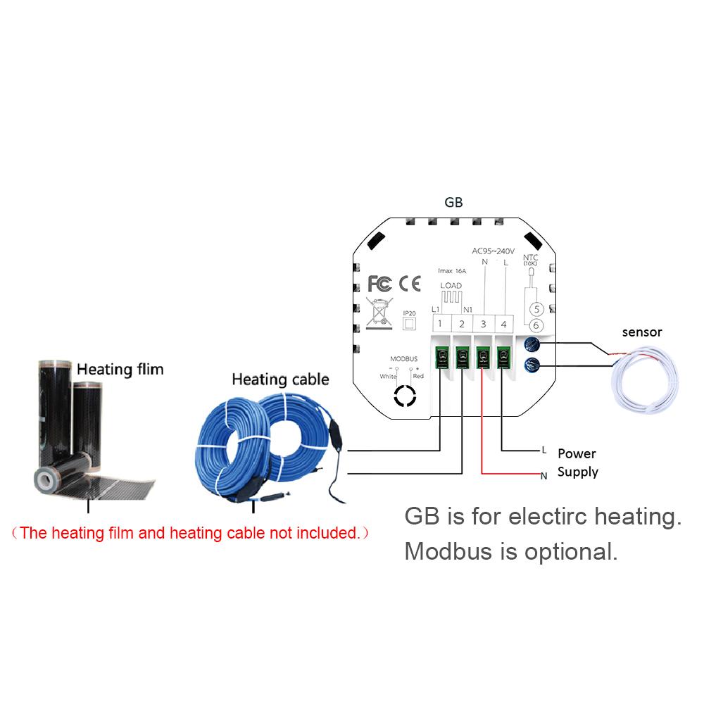 95-240V Wi-Fi Smart Thermostat Programmable Electric Heating Thermostat Temperature Controller Voice APP Control