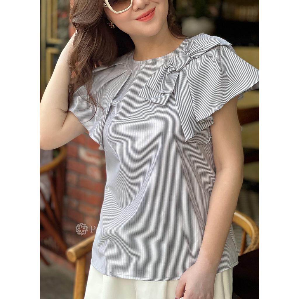 Áo nữ kiểu dáng rộng, tay bèo, nơ tiểu thư, thoáng mát, hot hè Peony - MELISSA TOP