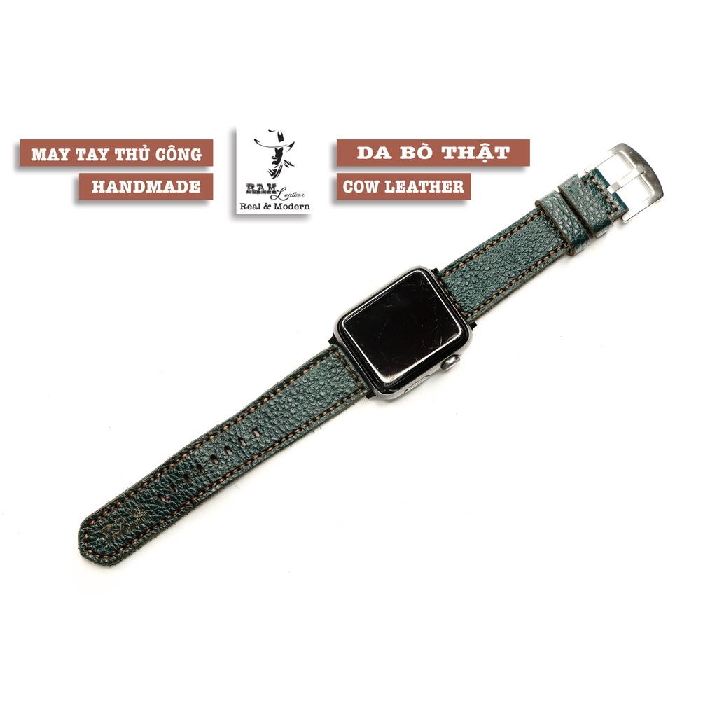 Dây đồng hồ da bò thật mill hạt xanh rêu Ram classic 1984 mới - RAM Leather