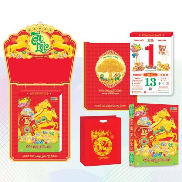 Lịch Bloc Siêu Đại - Chủ Đề Trà &amp; Hoa - Mã Đáo Thành Công - Hương Trang HT8
