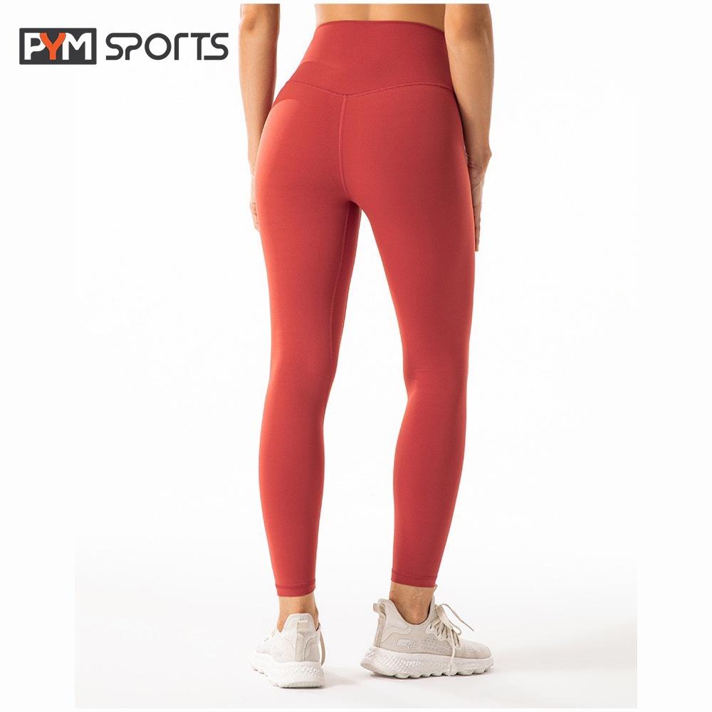 Quần legging tập Yoga - Gym PYMSPORT - PYML033,dài trơn, Lưng cao - 2 màu xanh bơ, đỏ gạch