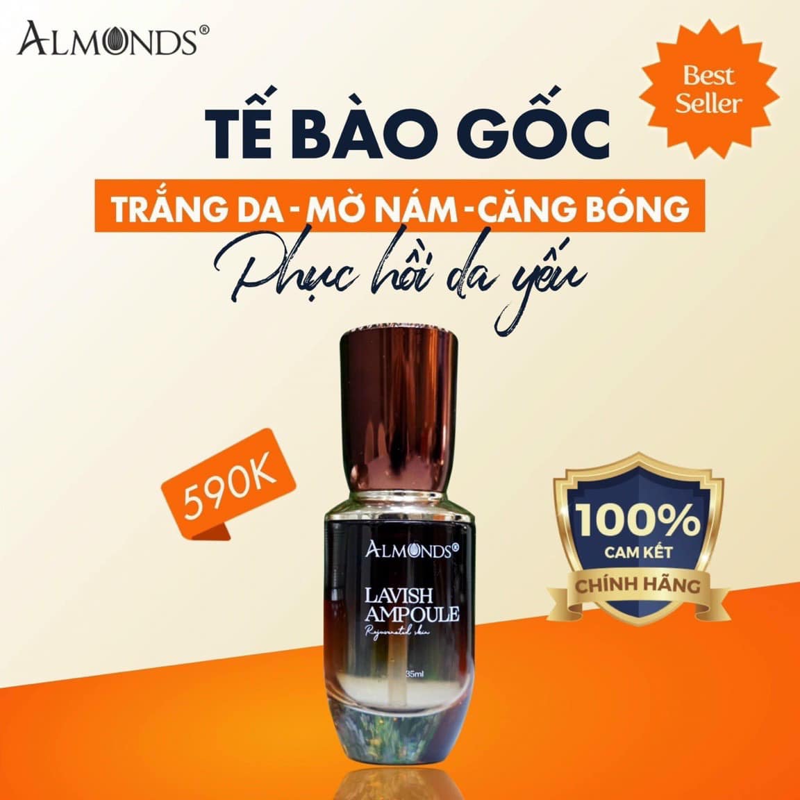 Tế Bào Gốc Dưỡng Trắng Phục Hồi Da Almonds Lavish Ampoule