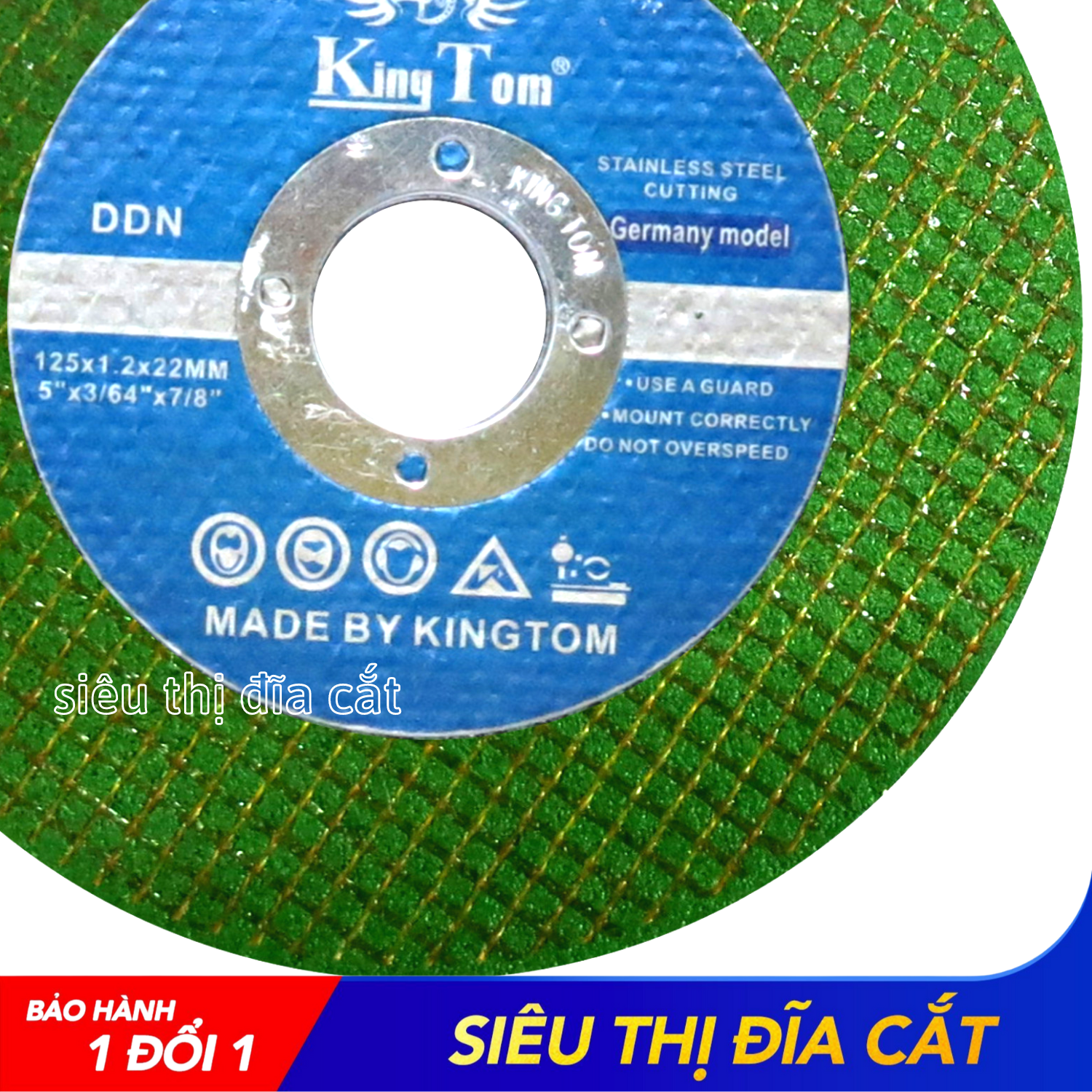 Đá Cắt KingTom Xanh 125x1.2x22mm - Hộp 50 Viên, Cắt Sắc Bén Và Hạn Chế Bụi