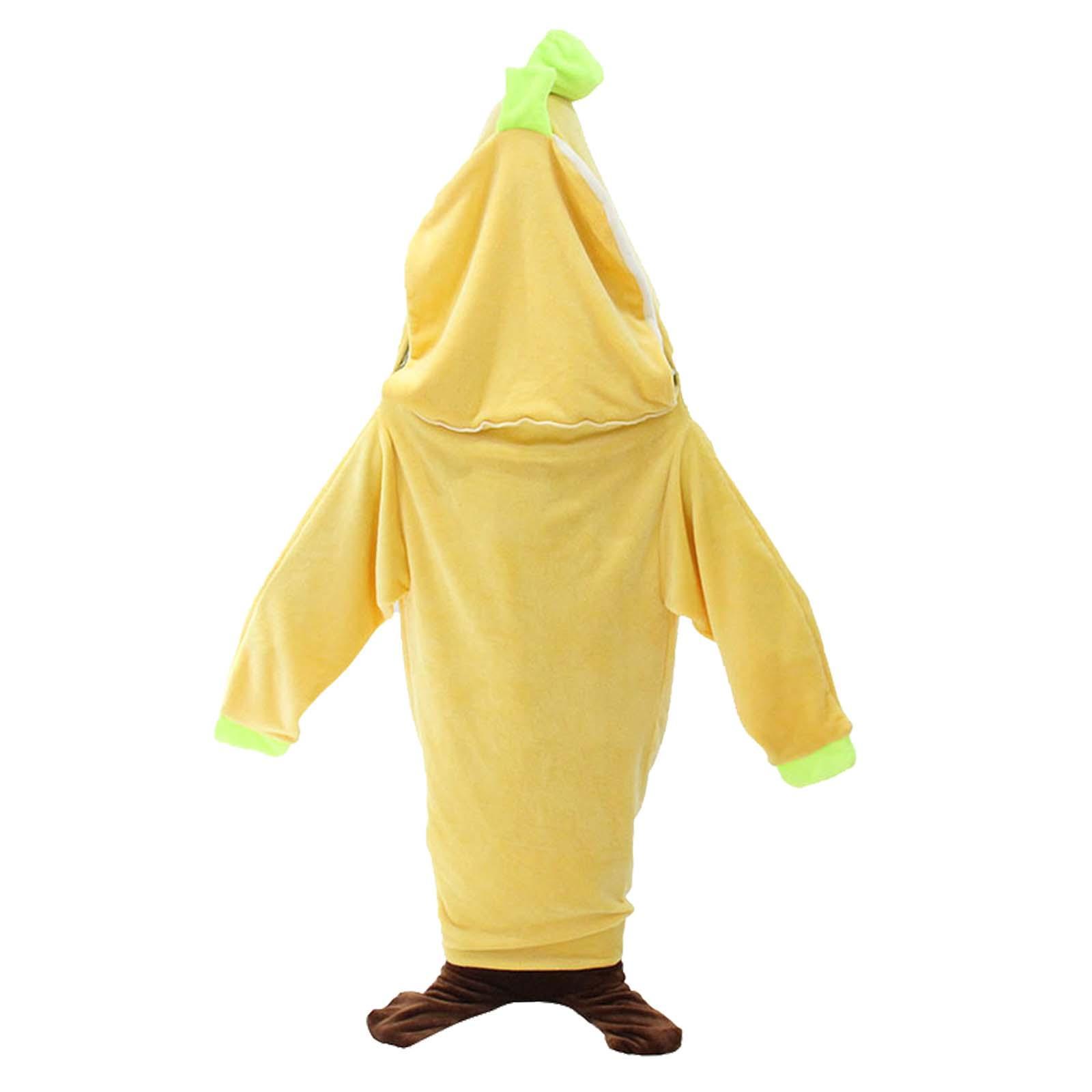 Wearable Banana Blanket Hooded Blanket Jumpsuit Halloween Fruit Sleeping Bag