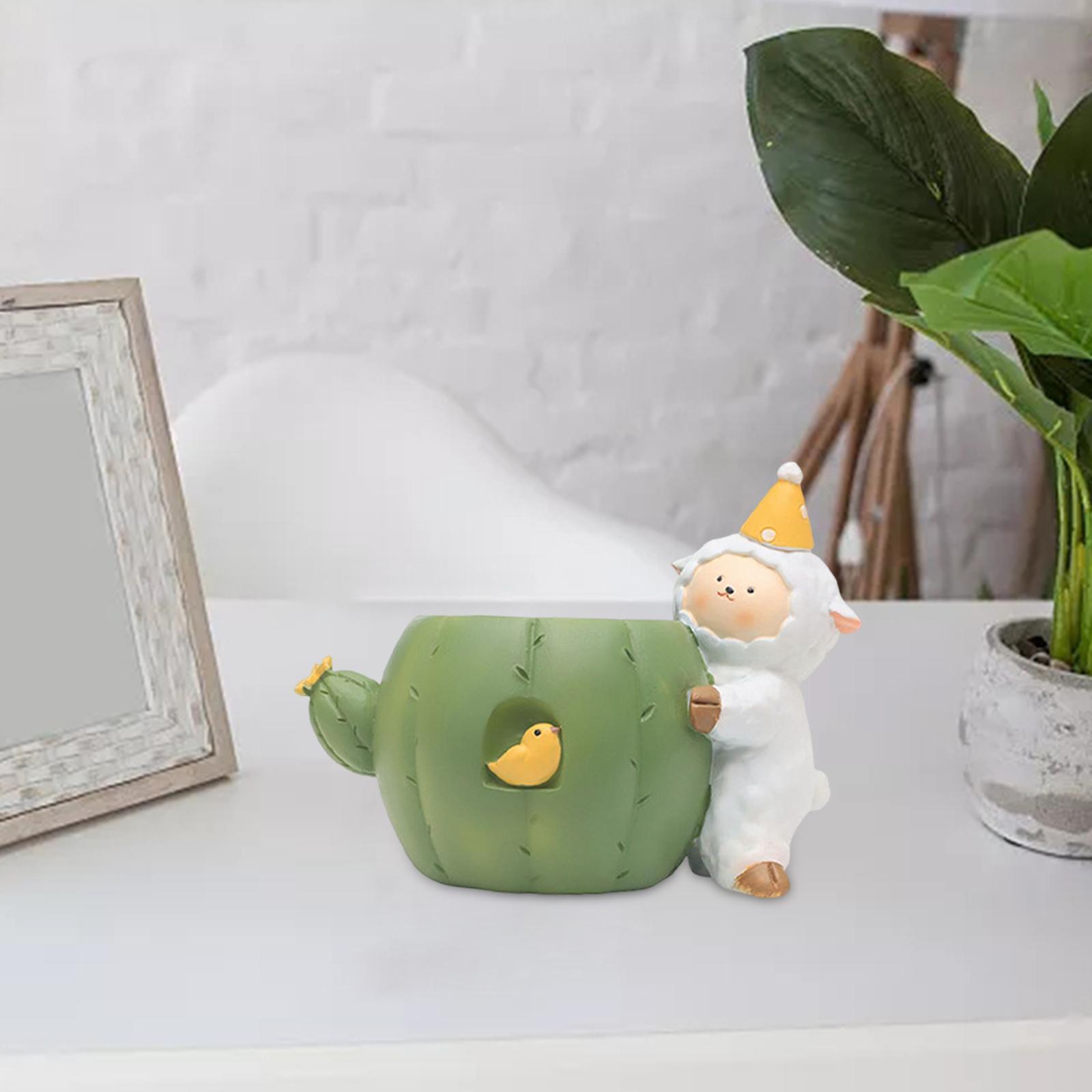 2x flower Planter Resin Ornament Decorative for Windowsill