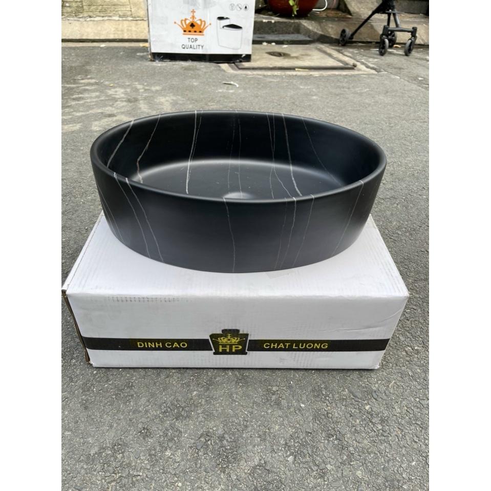 LAVABO ĐEN VÂN TRẮNG HÌNH OVAL