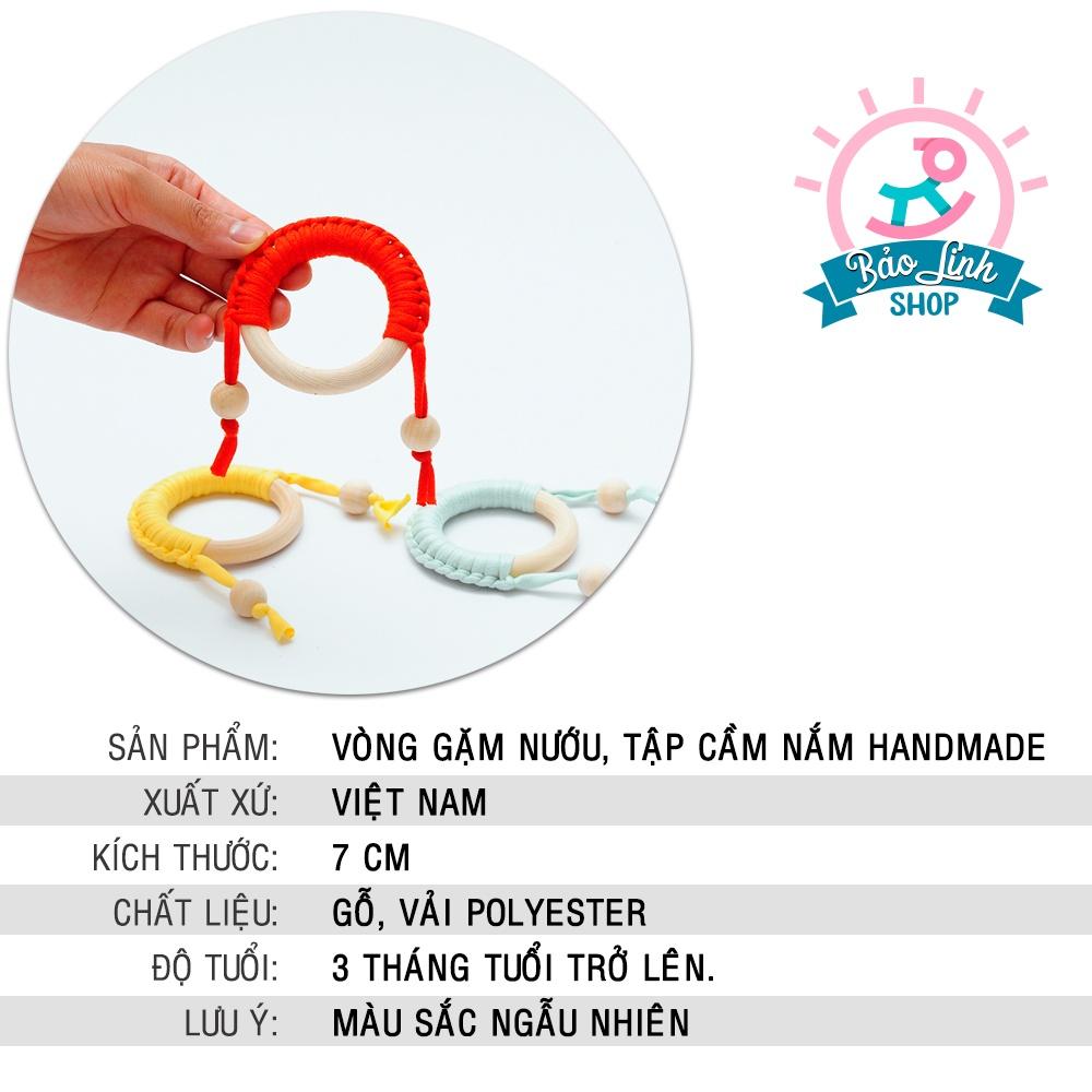 Đồ chơi cho trẻ sơ sinh 3-6 tháng - Vòng gỗ handmade tập cầm nắm, gặm nướu giảm ngứa lợi (Mẫu 18)