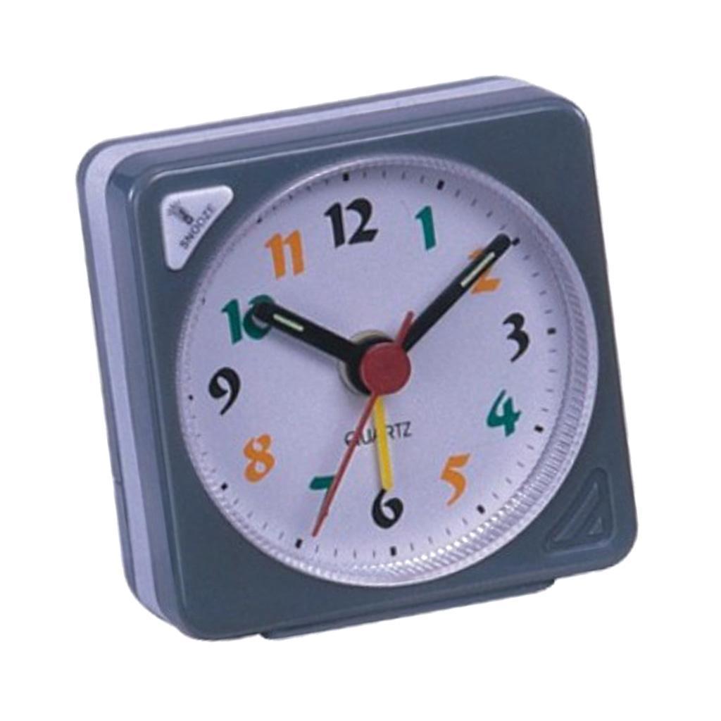 2pcs Travel Alarm Clock Gradient Table Clock Snooze With Nightlight-Blue