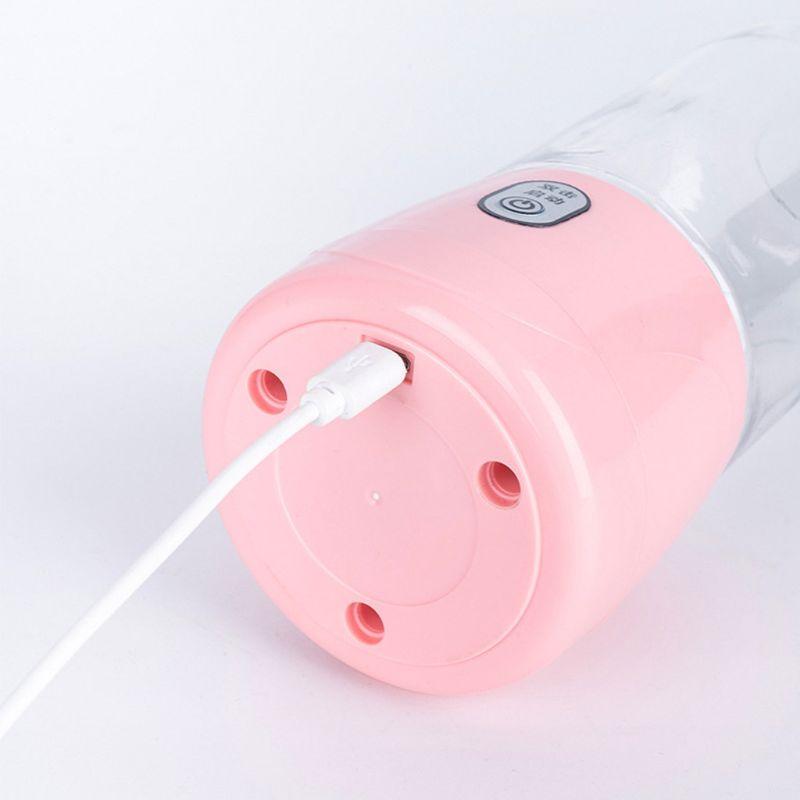 Mini Cá Nhân Kích Thước Máy Xay Sinh Tố Lắc Và Sinh Tố Mini Jucier Cốc Sạc USB Với 4 Lưỡi Dao, Hồng/Trắng