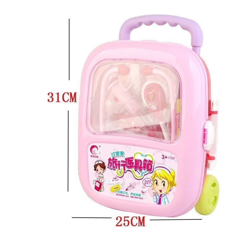 Bộ đồ chơi phụ kiện cho búp bê chủ đề bác sỹ khám bệnh 2 tư thế trong 1: vali kéo và vali xách sinh động, gọn gàng