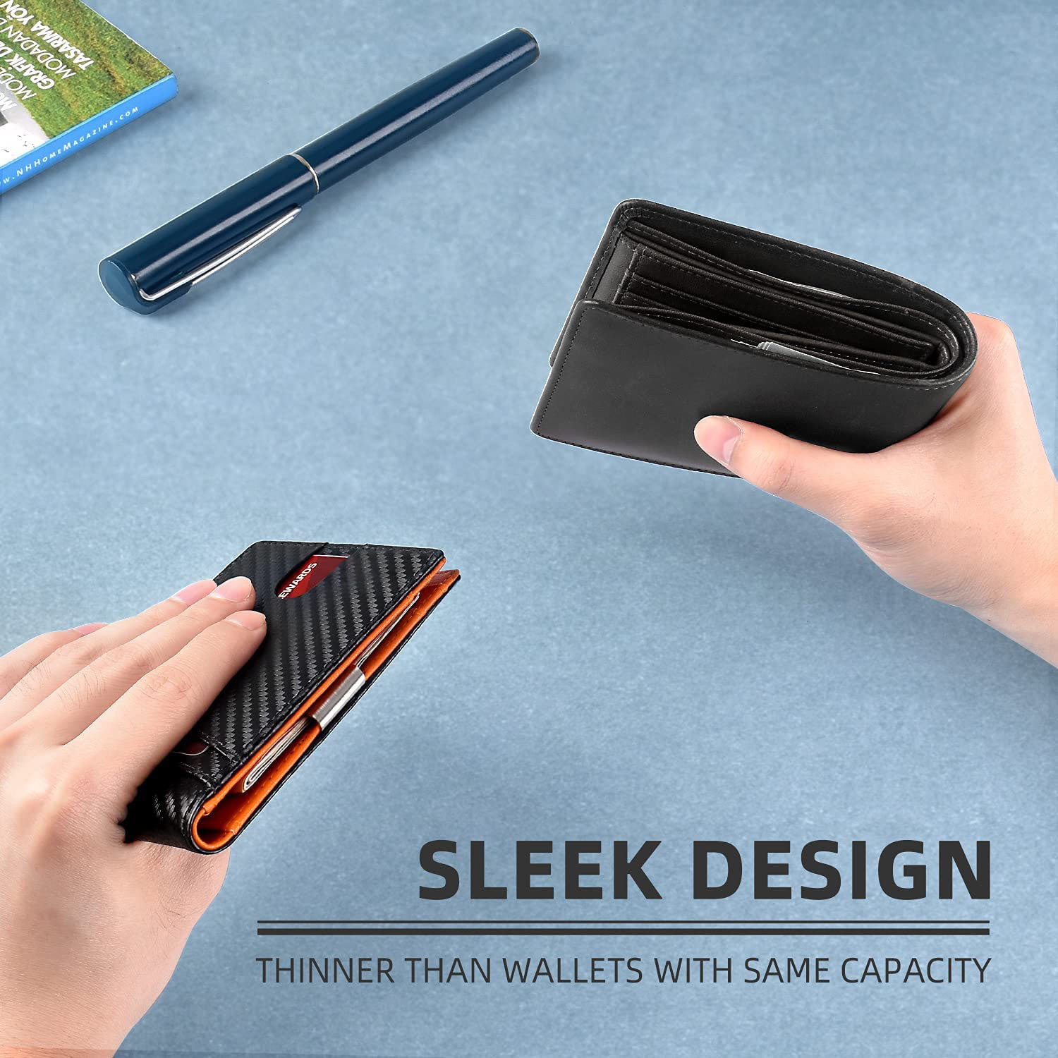 Kẹp tiền đựng thẻ công nghệ 5.0 Clip Money RFID Wallet Men Slim (Black Carbon)