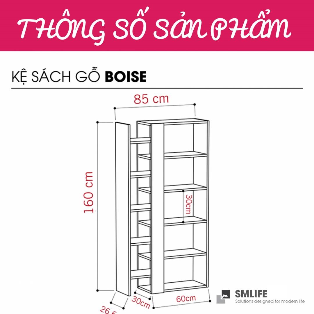 Kệ sách gỗ hiện đại SMLIFE Boise