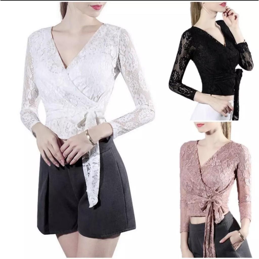 Áo ren eo đính nơ tay lỡ free size