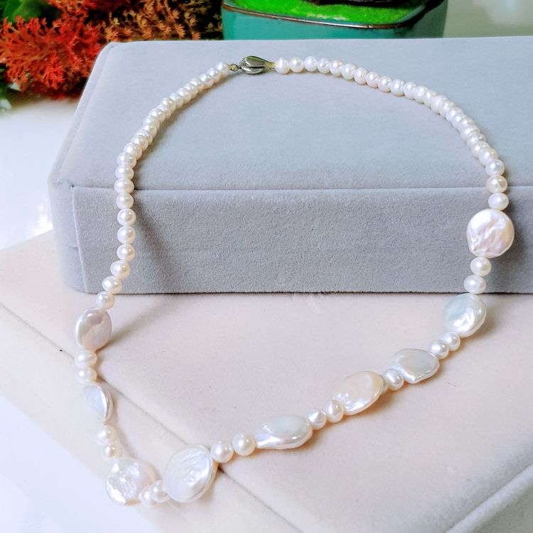 Vòng Cổ Ngọc Trai Tự Nhiên Cao Cấp - Chuỗi Đơn Mix Baroque - Trang Sức Cô Tấm - BALI PEARL (5-13ly) - CTJ3811 - Trắng