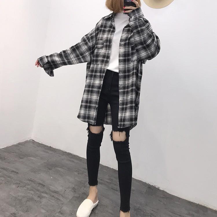 ÁO SƠ MI UNISEX FORM DÀI RỘNG THÍCH HỢP KHOÁC NGOÀI