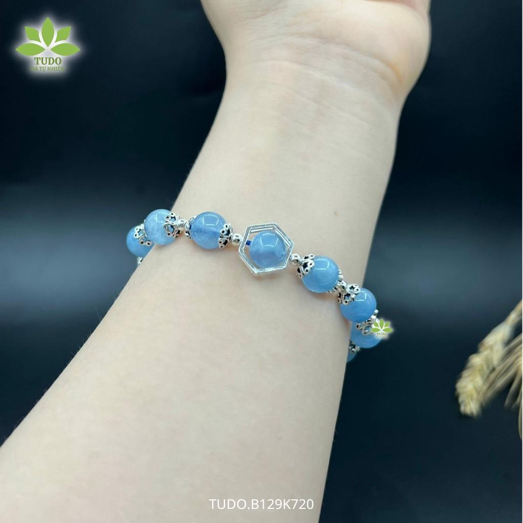 Vòng Tay Nữ Đẹp - Vòng Phong Thủy Mệnh Thủy Mộc B129K720 VCBAQUA Charm Bạc Eiffel, Vương Miện